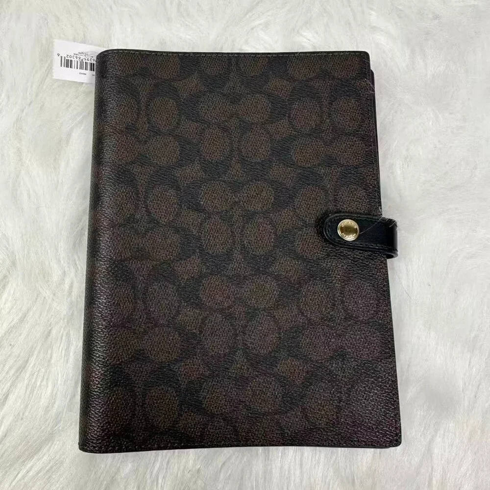 Coach Notebook In Signature Canvas In Brown Black CZ198 NWT